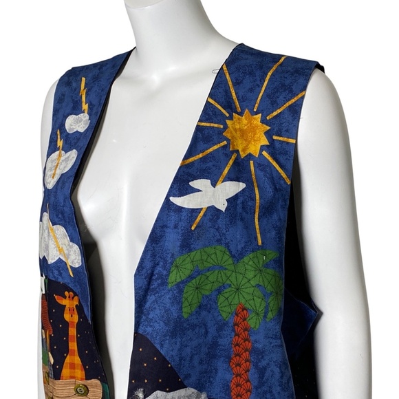 Vintage 1997 Noahs Ark Patchwork Vest Handmade Crafters Label One Size Fits All - Picture 4 of 9
